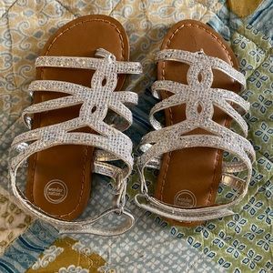 Wonder Nation Toddler Girls Size 8 Silver Sandals